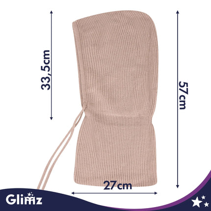 Beige balaclava i ribstrik med uld