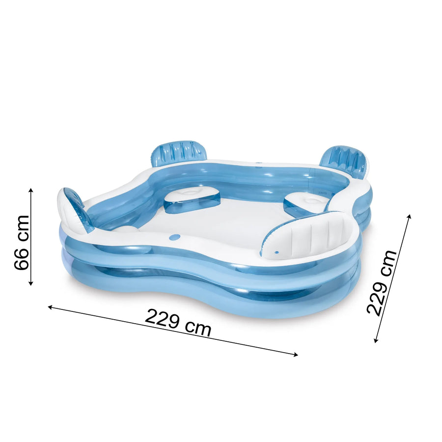 Oppustelig havepool med sæder - 229 x 229 x 66 cm, perfekt til familieafslapning
