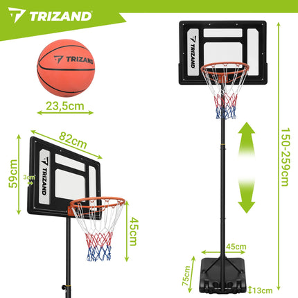 Trizand basketballkurv, 259 cm