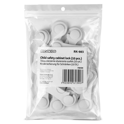 Sikkerhedsanordninger til skabe og skuffer - 10 stk. i hvid plastik