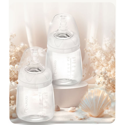 2 stk. genanvendelige 180 ml flasker med dynamisk sut til babyer