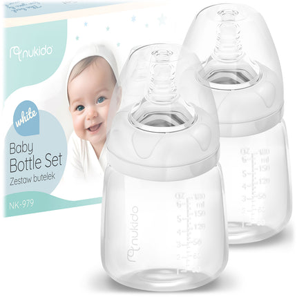 2 stk. genanvendelige 180 ml flasker med dynamisk sut til babyer