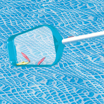 Poolrengøringssæt med støvsuger, net og teleskopstang til havepool