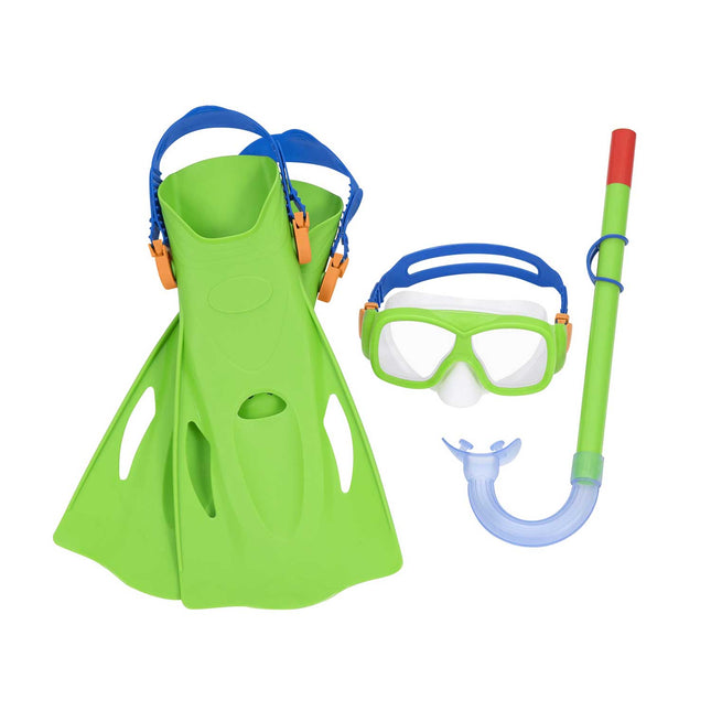 Undervandsdykkersæt med maske, snorkel og finner til dykning og snorkling