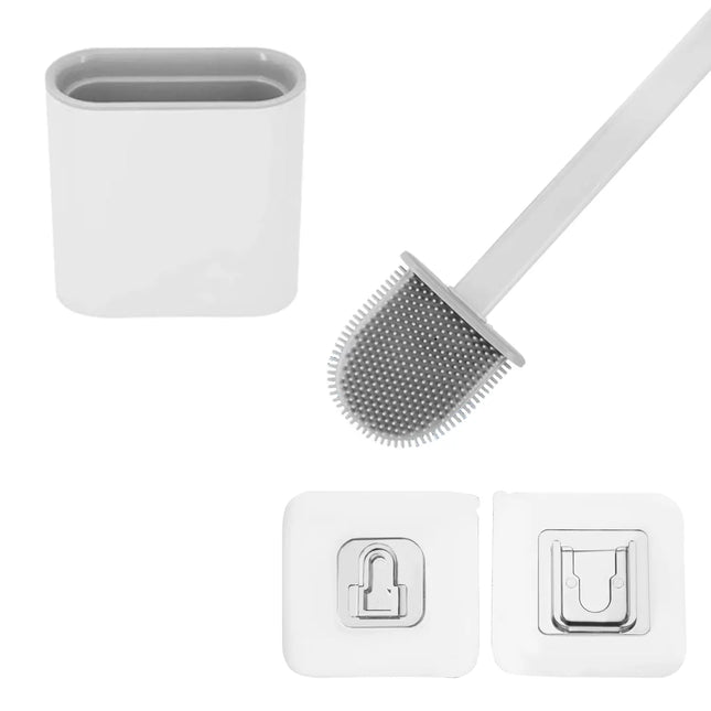 Toiletbørste i silikone med holder